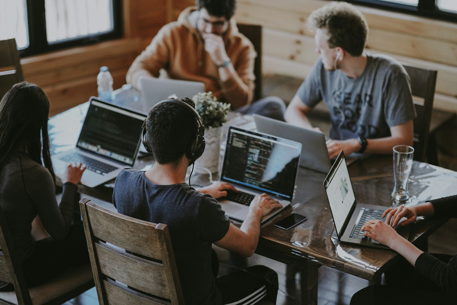 A team collaborating around a table